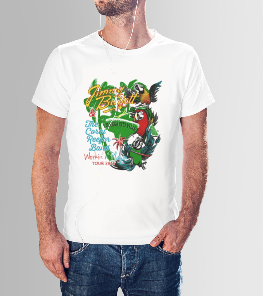 Jimmy Buffett Margaritaville Workin' And Playin' Tour 2015 Coral Reefer Band T-Shirt