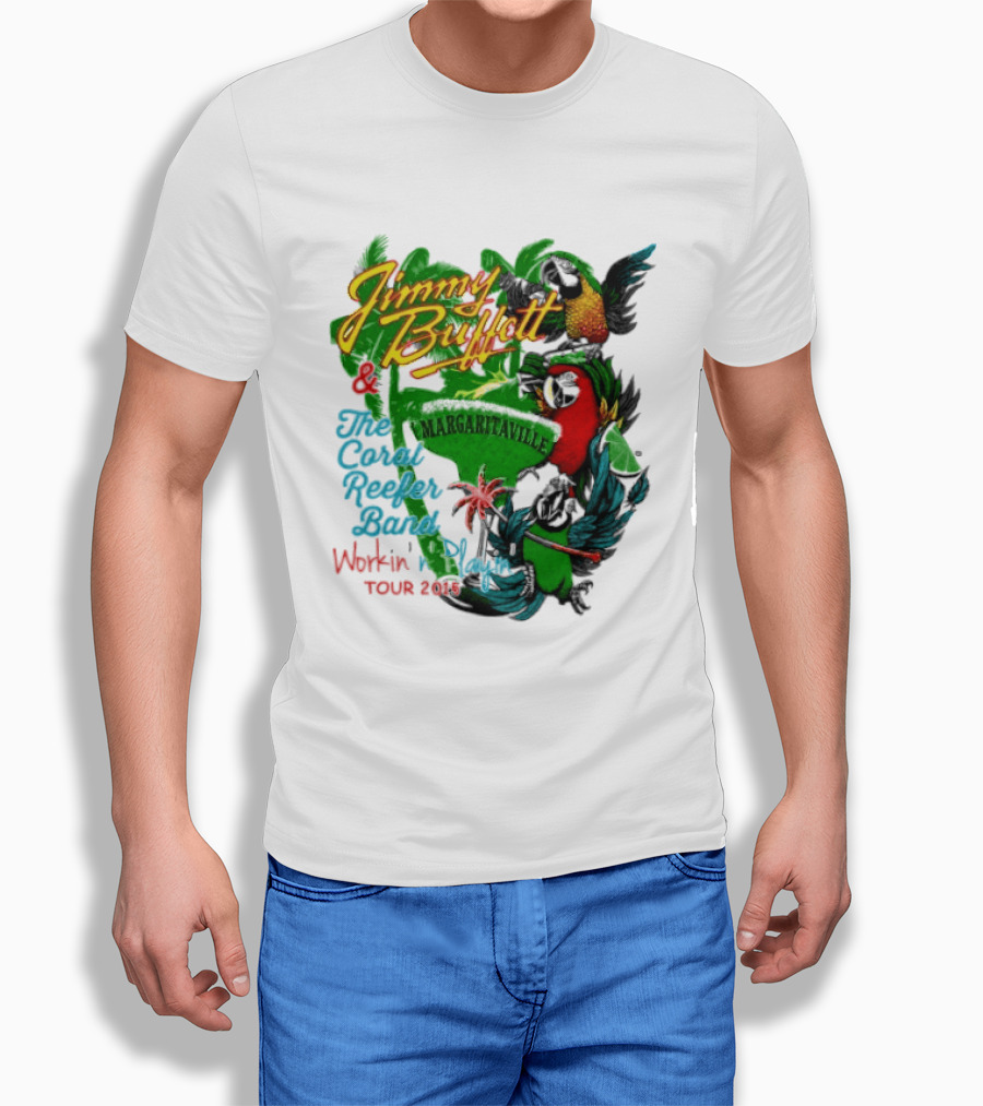 Jimmy Buffett Margaritaville Workin' And Playin' Tour 2015 Coral Reefer Band T-Shirt