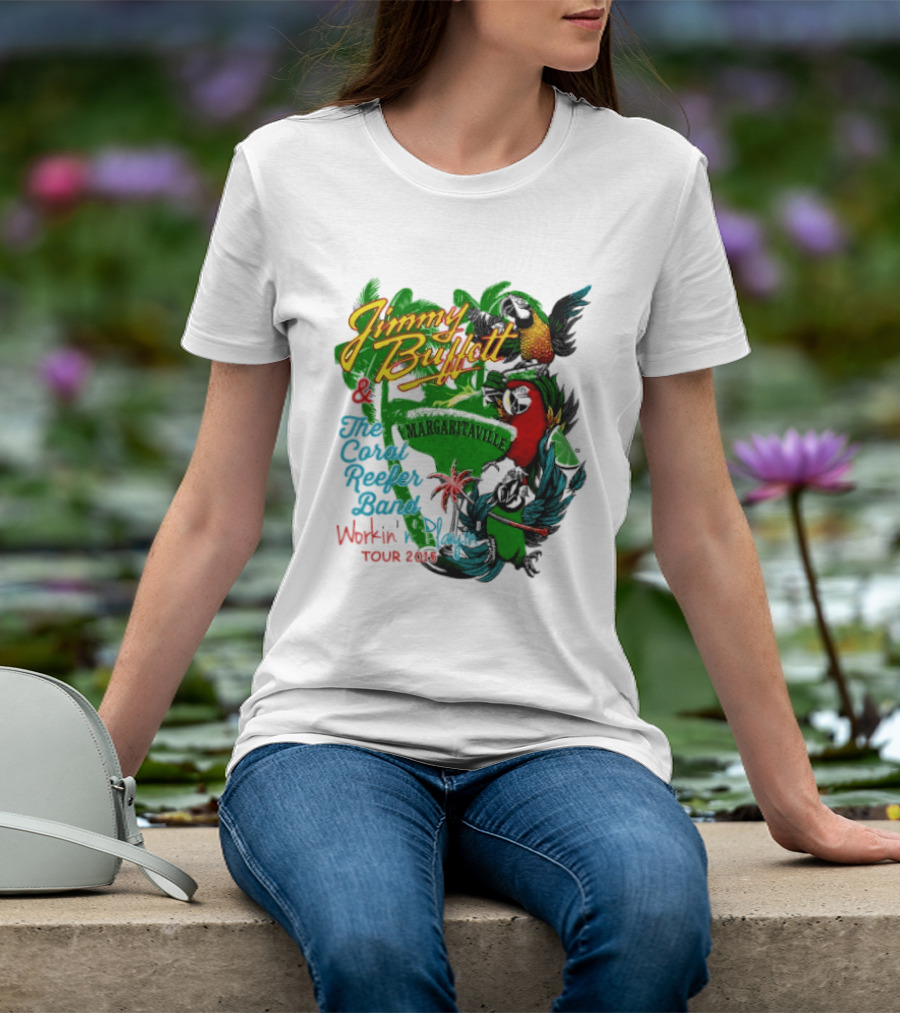 Jimmy Buffett Margaritaville Workin' And Playin' Tour 2015 Coral Reefer Band T-Shirt