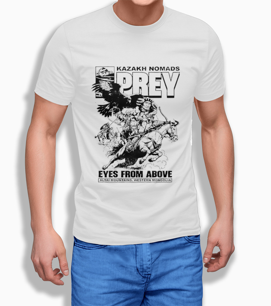 Kazakh Nomads Prey Altai Mountains Western Mongolia Eagle Rider T-Shirt