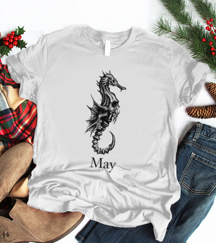 May Skull Seahorse Zodiac Gothic T-Shirt