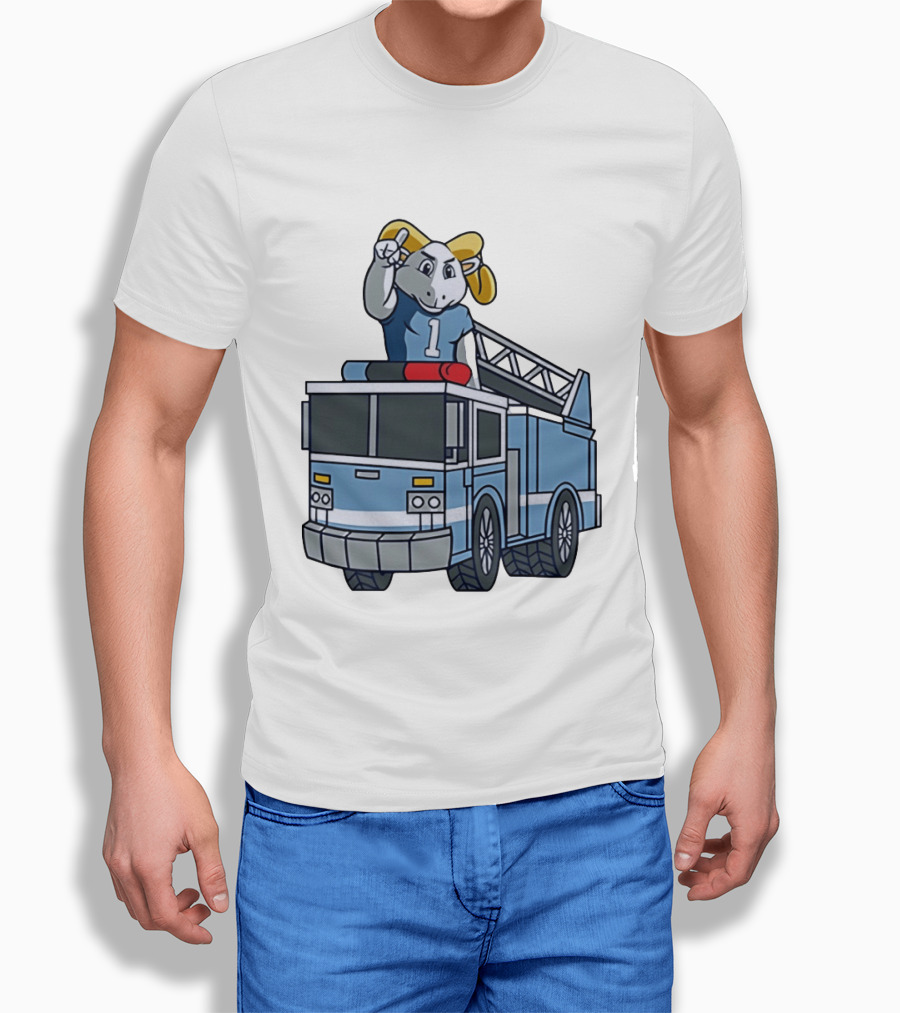 UNC Tar Heels Ram Mascot On Fire Truck Sports Team Merchandise T-Shirt