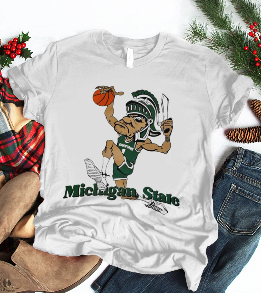 Michigan State Spartans Gruff Sparty Dunking Basketball T-Shirt