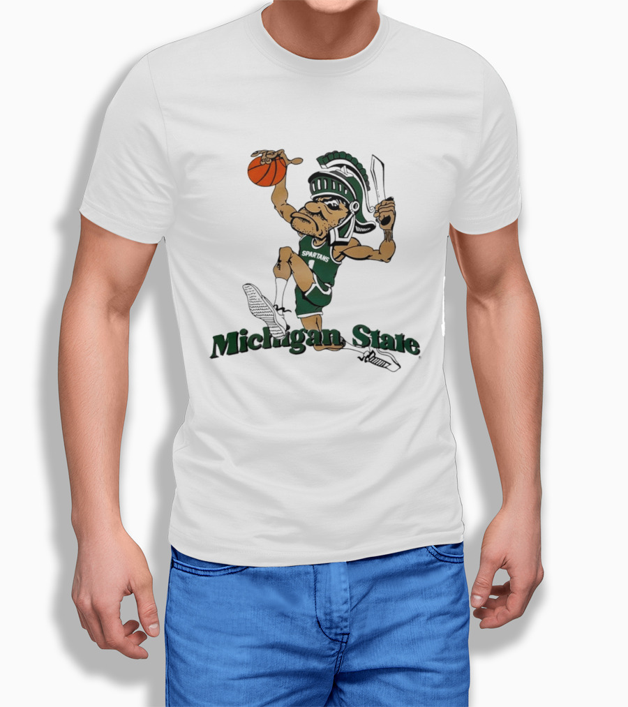 Michigan State Spartans Gruff Sparty Dunking Basketball T-Shirt