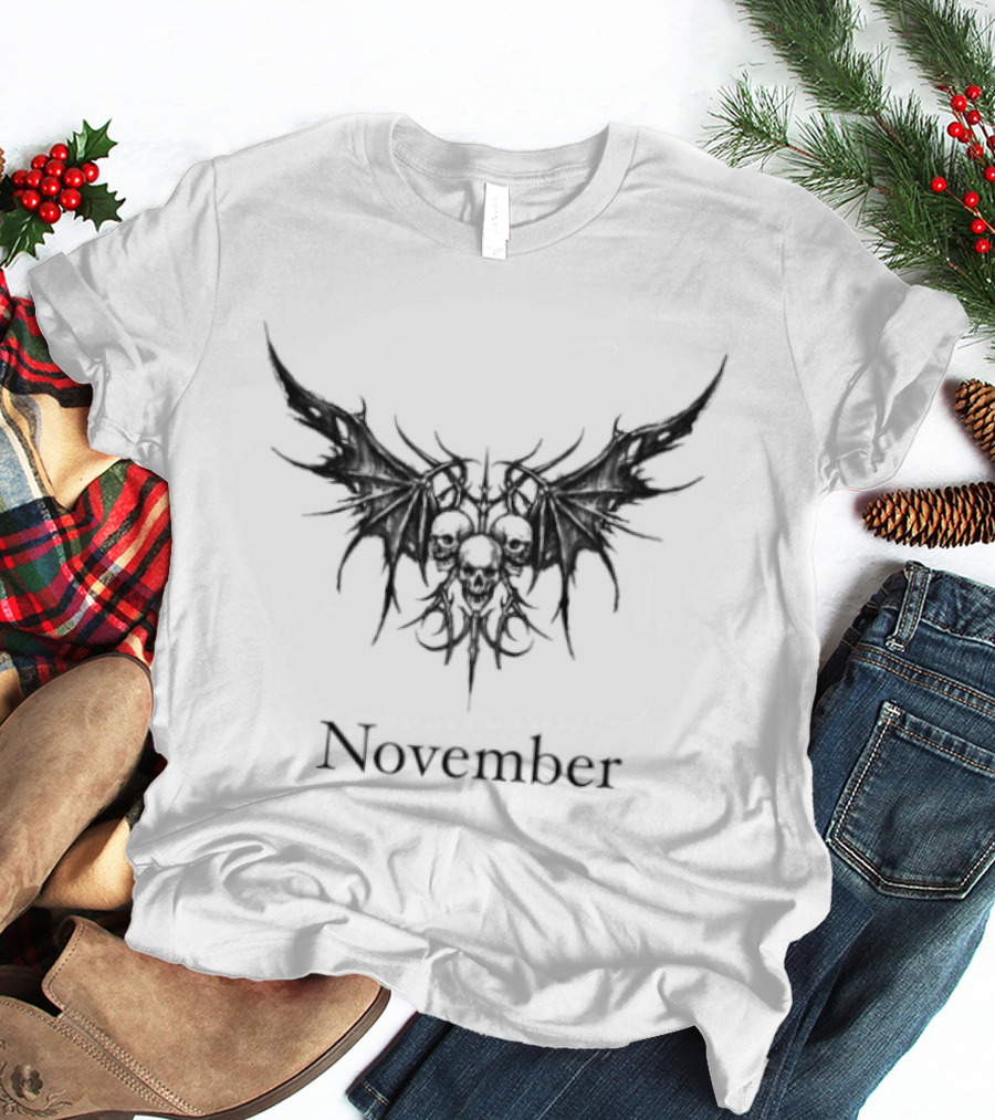 November Skull Wings Gothic Dark T-Shirt