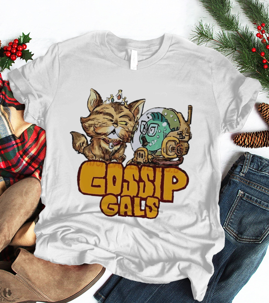 Gossip Gals Royal Cat With Crown And Fish In Astronaut Helmet T-Shirt