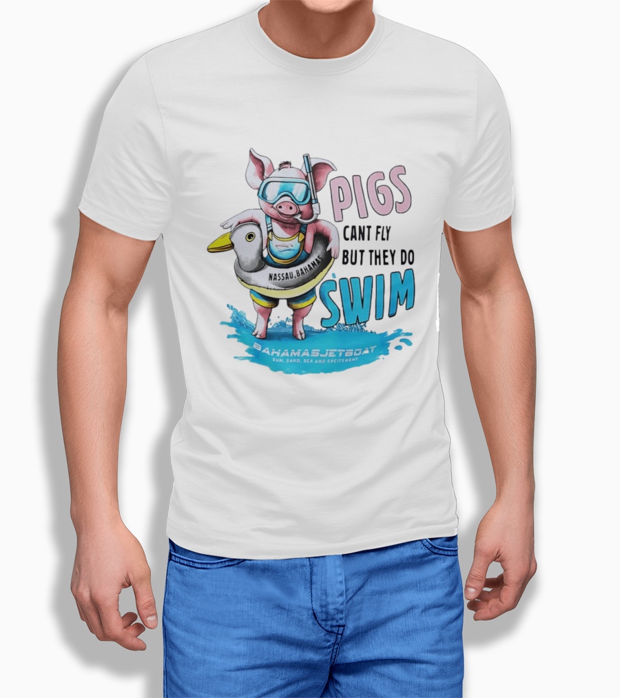 Pigs Fly Nassau Scuba Sand Sea Swim T-Shirt