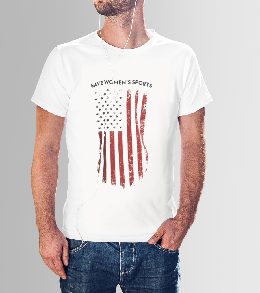 Save Women's Sports Red American Flag Stripes T-Shirt
