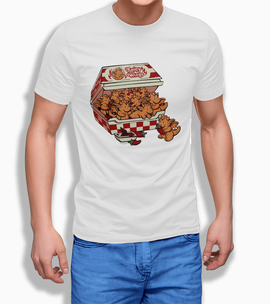 Spicy Wings Box Full Of Cute Dragons With Peppers And Hearts T-Shirt