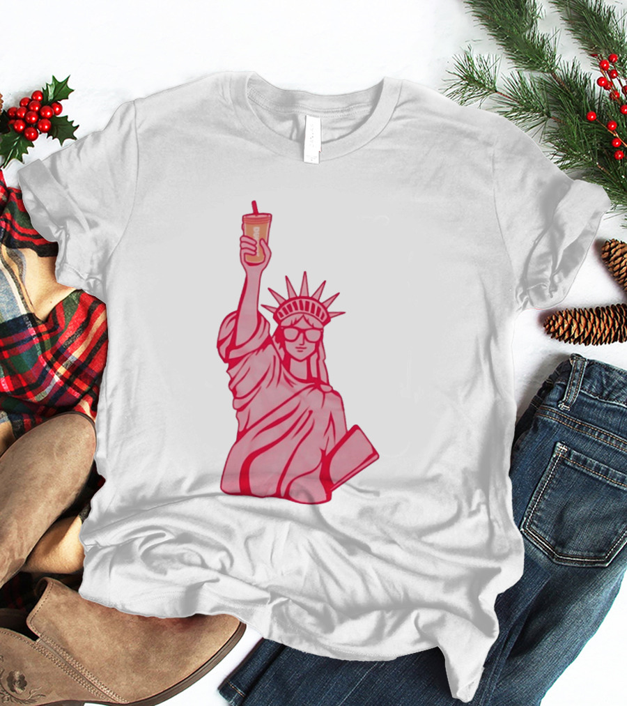 Statue Of Liberty Sunglasses Iced Drink T-Shirt