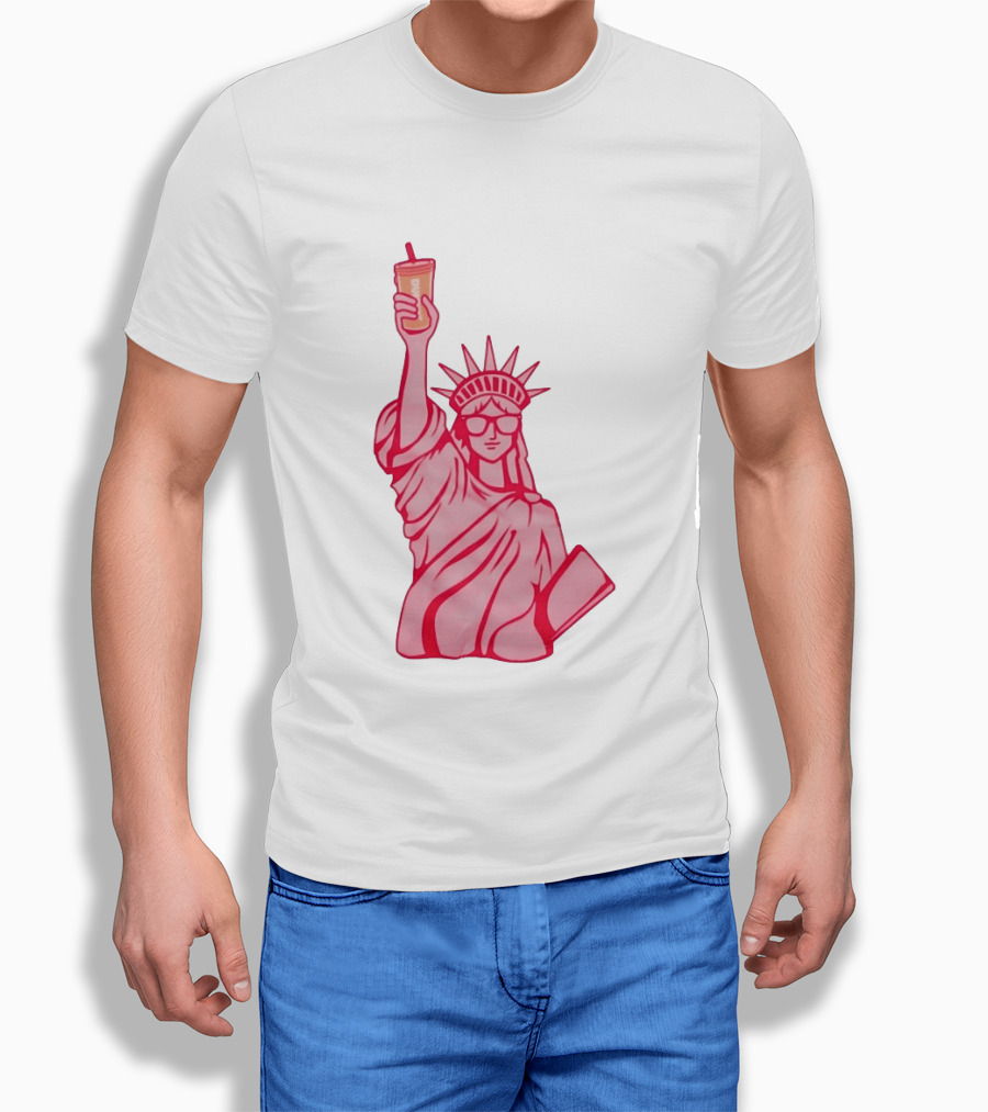 Statue Of Liberty Sunglasses Iced Drink T-Shirt