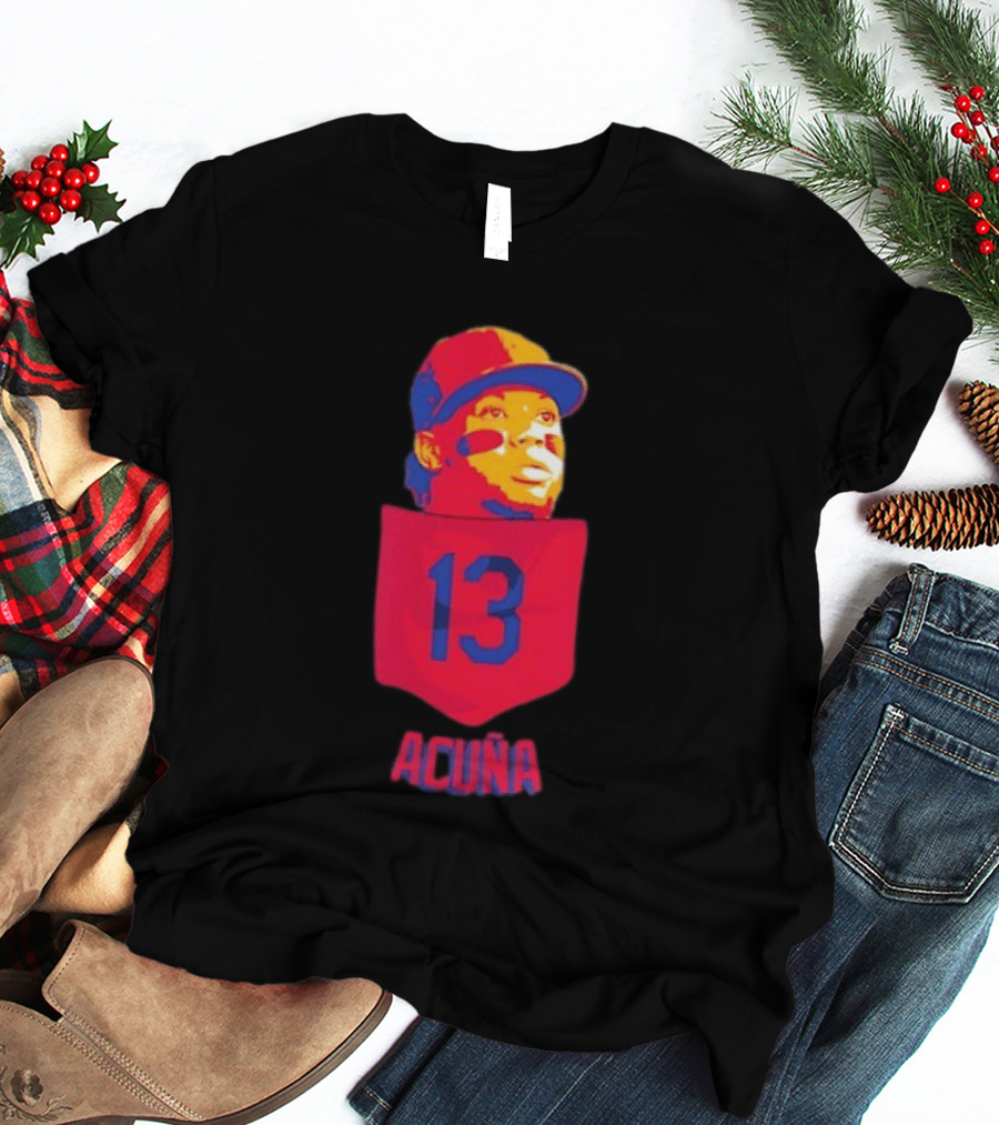 Ronald Acuna Jr 13 Atlanta Braves Baseball Player Pocket T-Shirt
