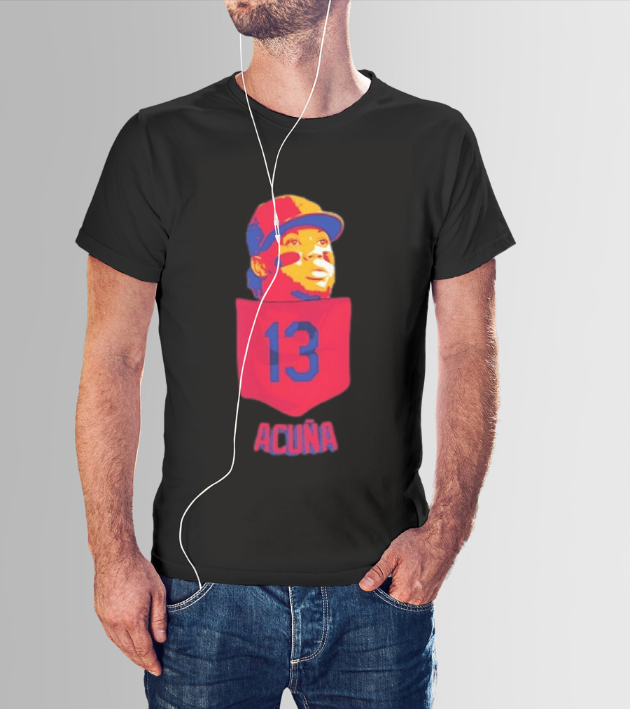 Ronald Acuna Jr 13 Atlanta Braves Baseball Player Pocket T-Shirt