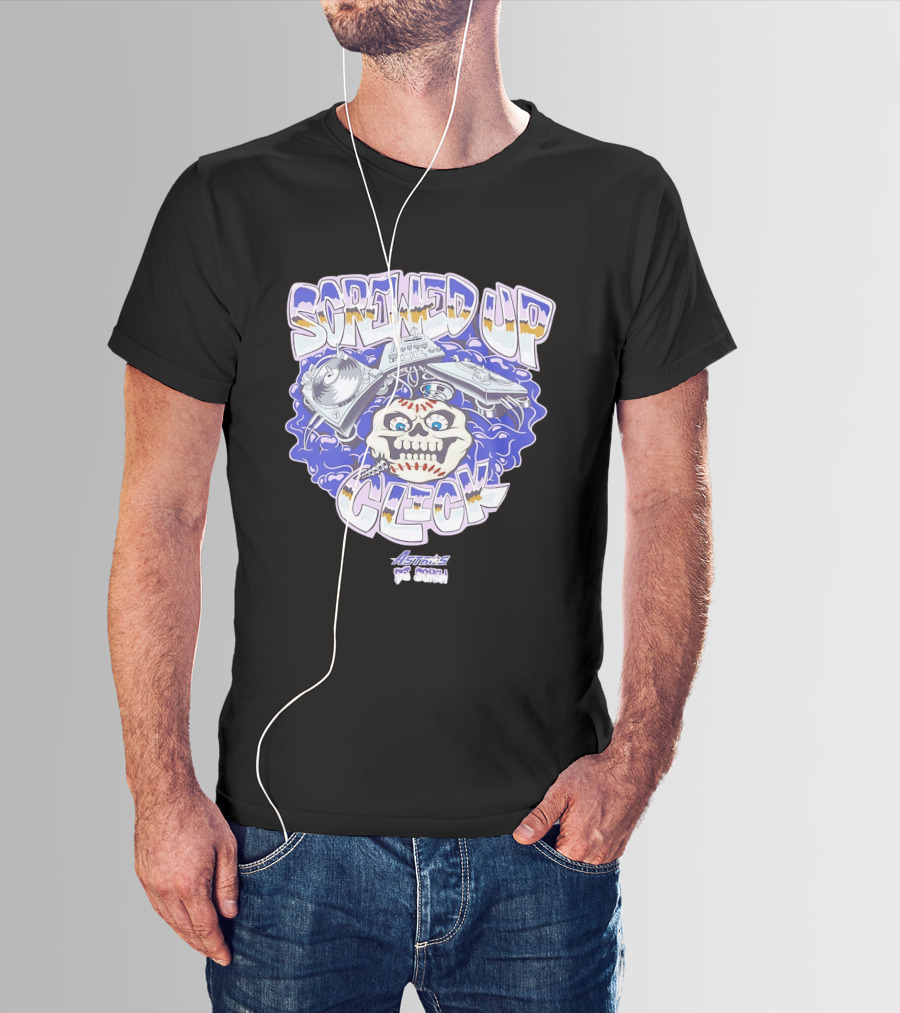 Screwed Up Click Skull DJ Houston Astros Mashup Visual T-Shirt