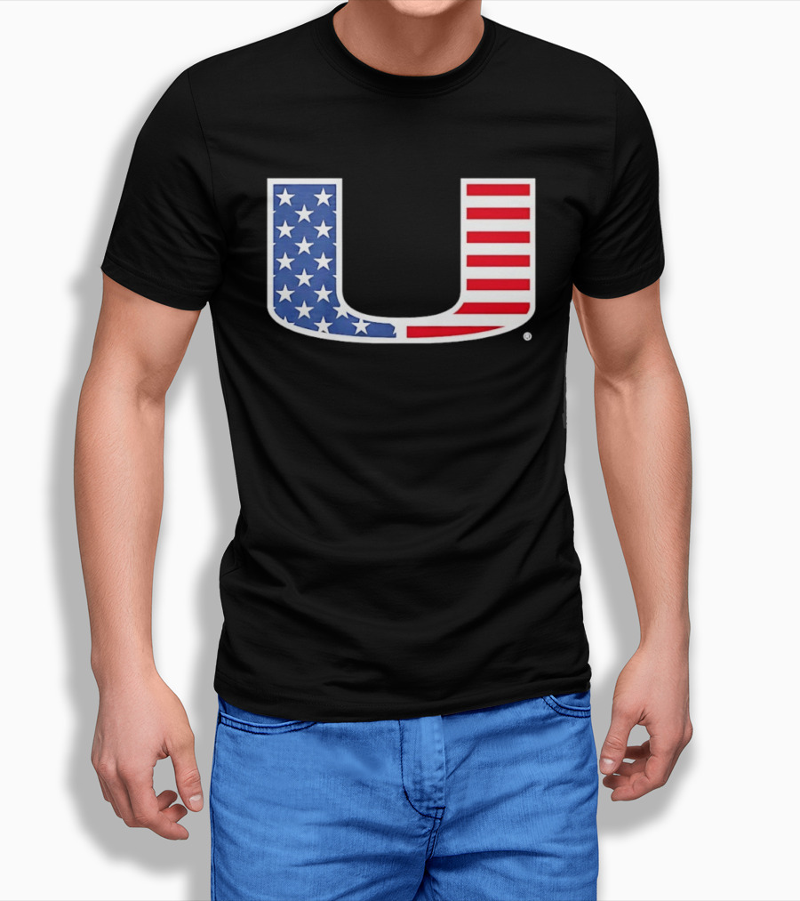 Miami Hurricanes USA Flag Stars Stripes Iconic Team T-Shirt