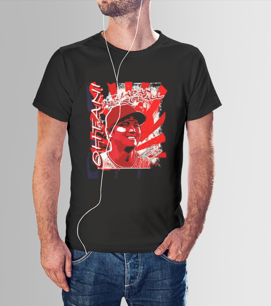 Japan Baseball Shohei Ohtani MLB International Red White Sunburst T-Shirt