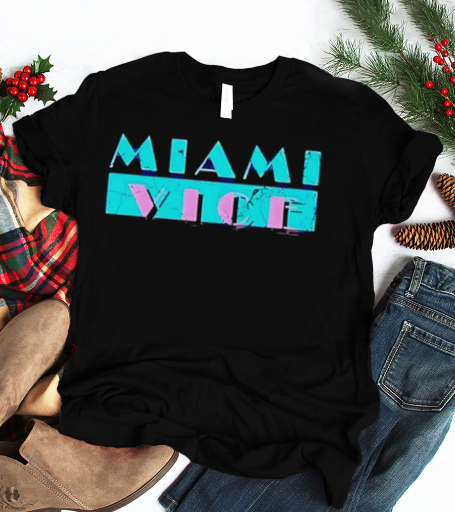 MIAMI VICE Retro Neon Blue Pink Aesthetic T-Shirt