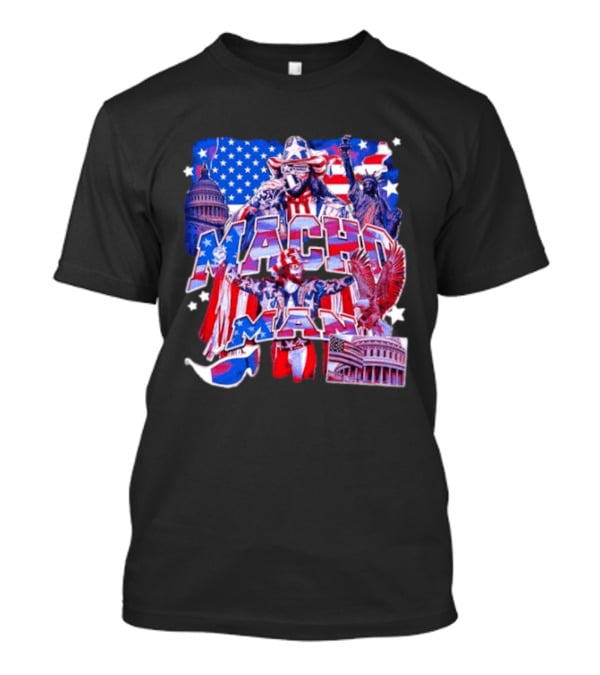 Macho Man America Independence Day Patriotic Retro USA T-Shirt
