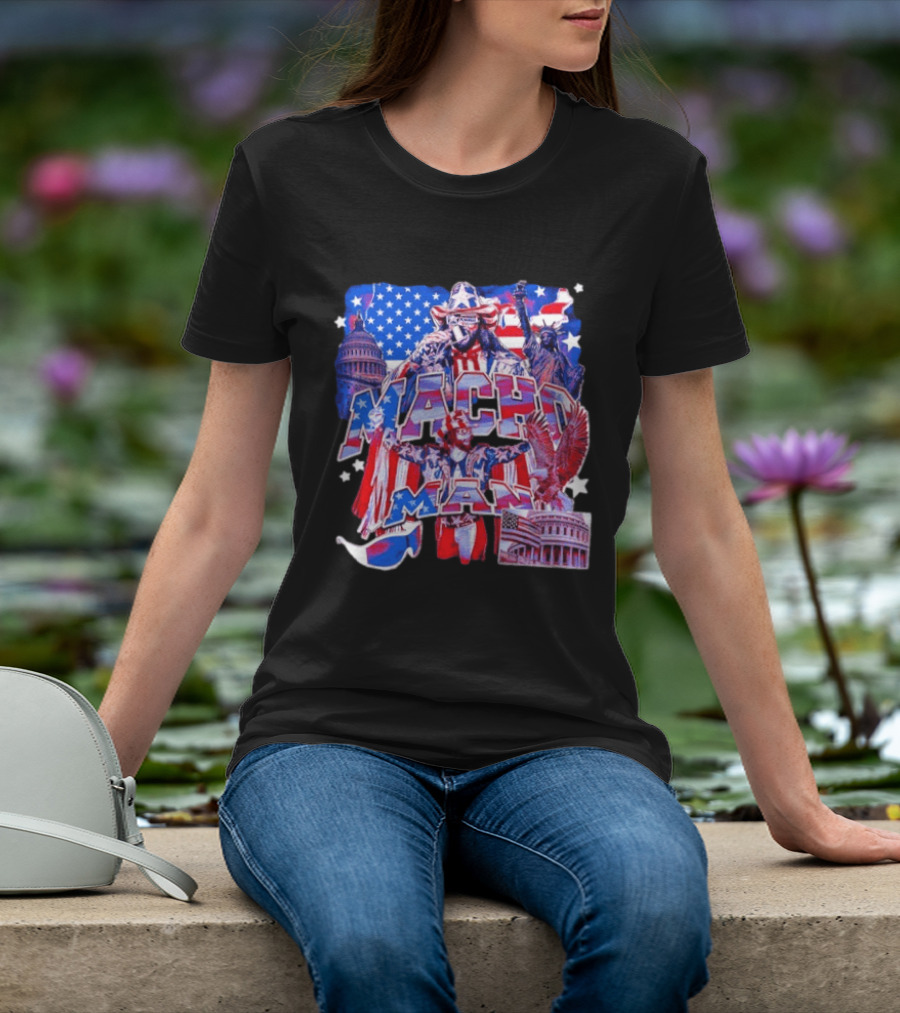 Macho Man America Independence Day Patriotic Retro USA T-Shirt