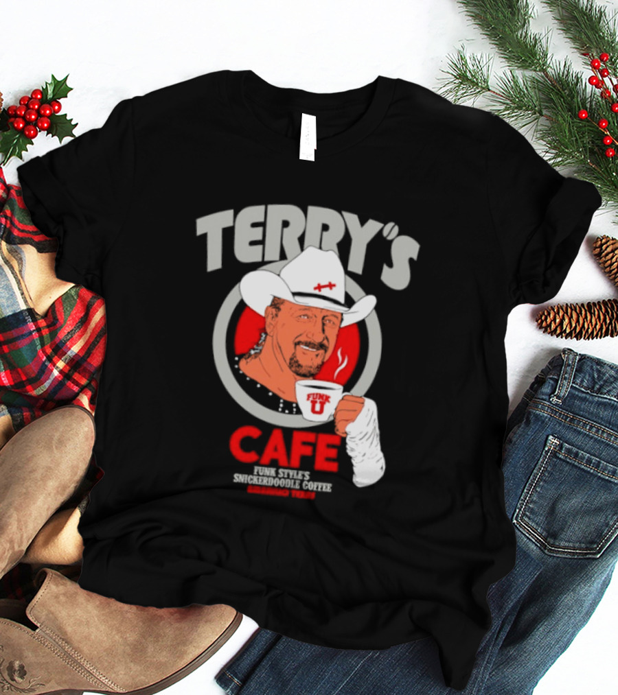 Terry's Cafe Terry Funk Funk U Coffee Cowboy Bandage T-Shirt