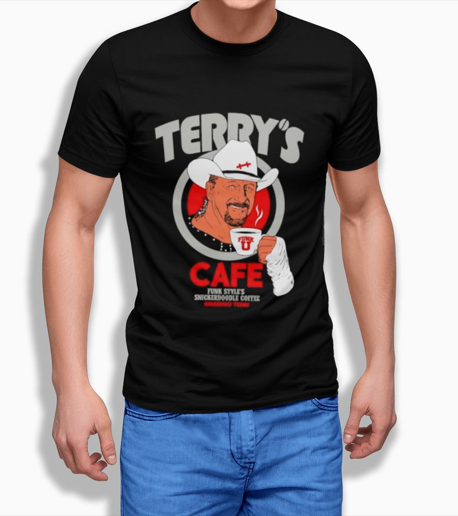 Terry's Cafe Terry Funk Funk U Coffee Cowboy Bandage T-Shirt