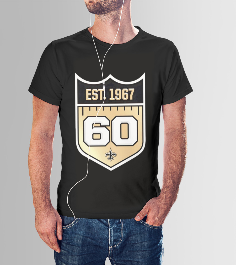 New Orleans Saints 60th Anniversary Est 1967 Fleur De Lis NFL Celebration T-Shirt