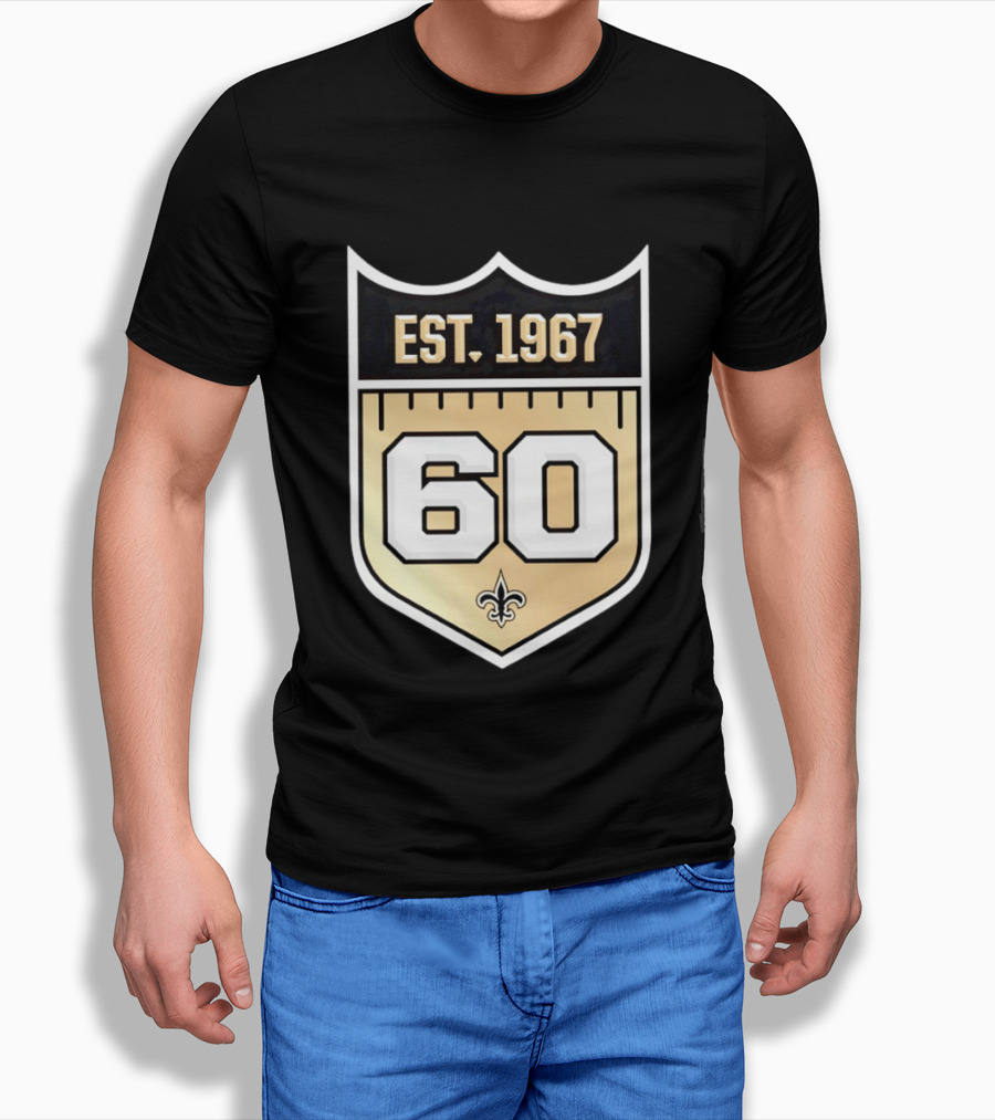 New Orleans Saints 60th Anniversary Est 1967 Fleur De Lis NFL Celebration T-Shirt