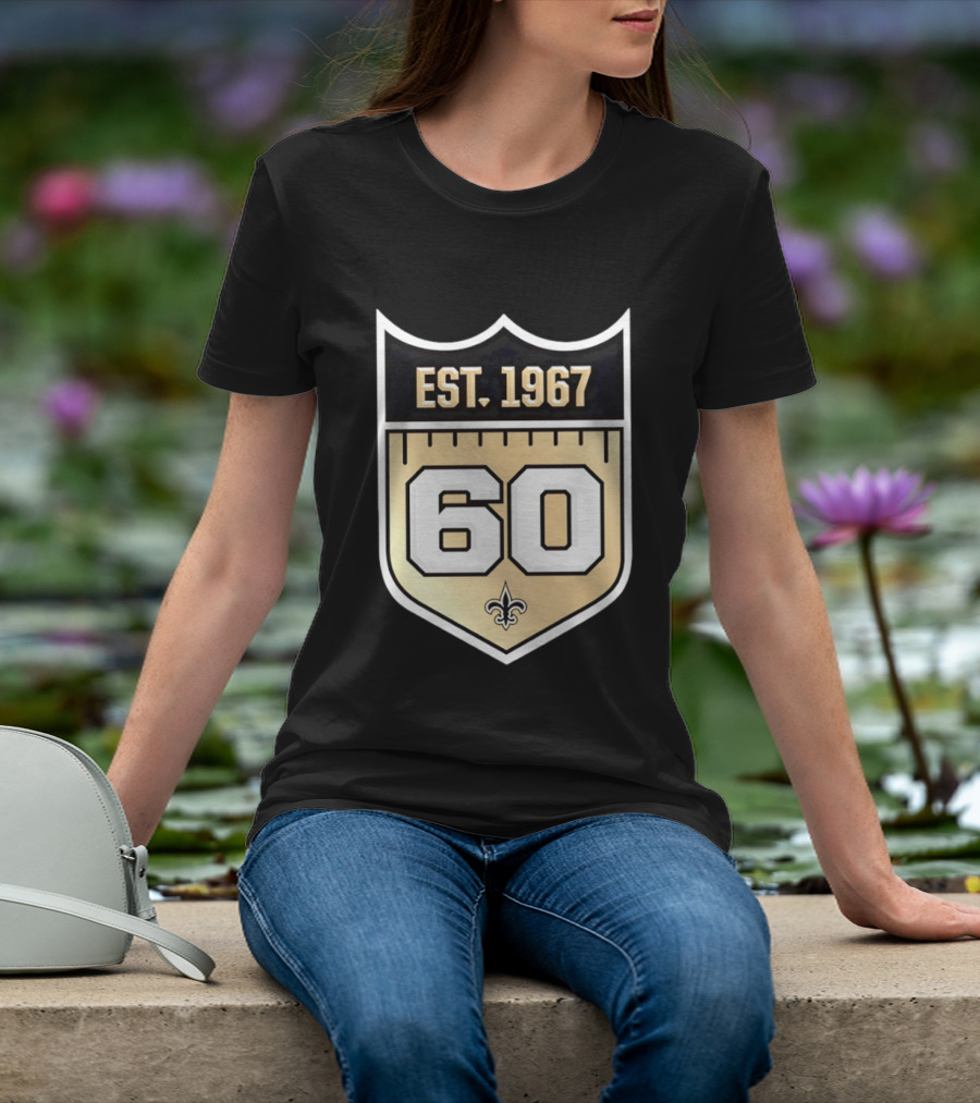 New Orleans Saints 60th Anniversary Est 1967 Fleur De Lis NFL Celebration T-Shirt