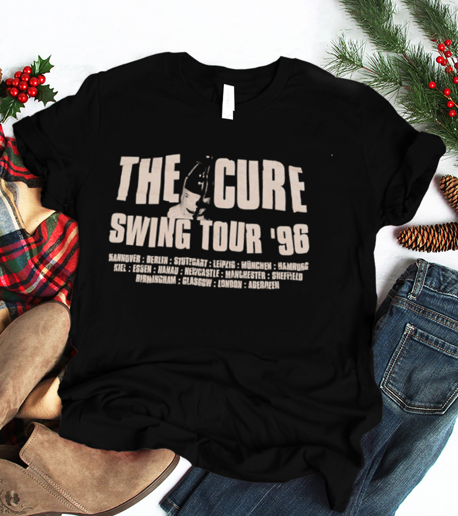 The Cure Swing Tour '96 European Cities Robert Smith Alternative Rock T-Shirt