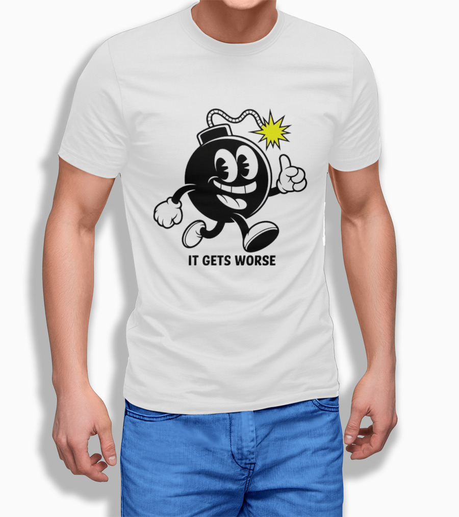 Bomb Walking Thumbs Up It Gets Worse Retro Cartoon T-Shirt