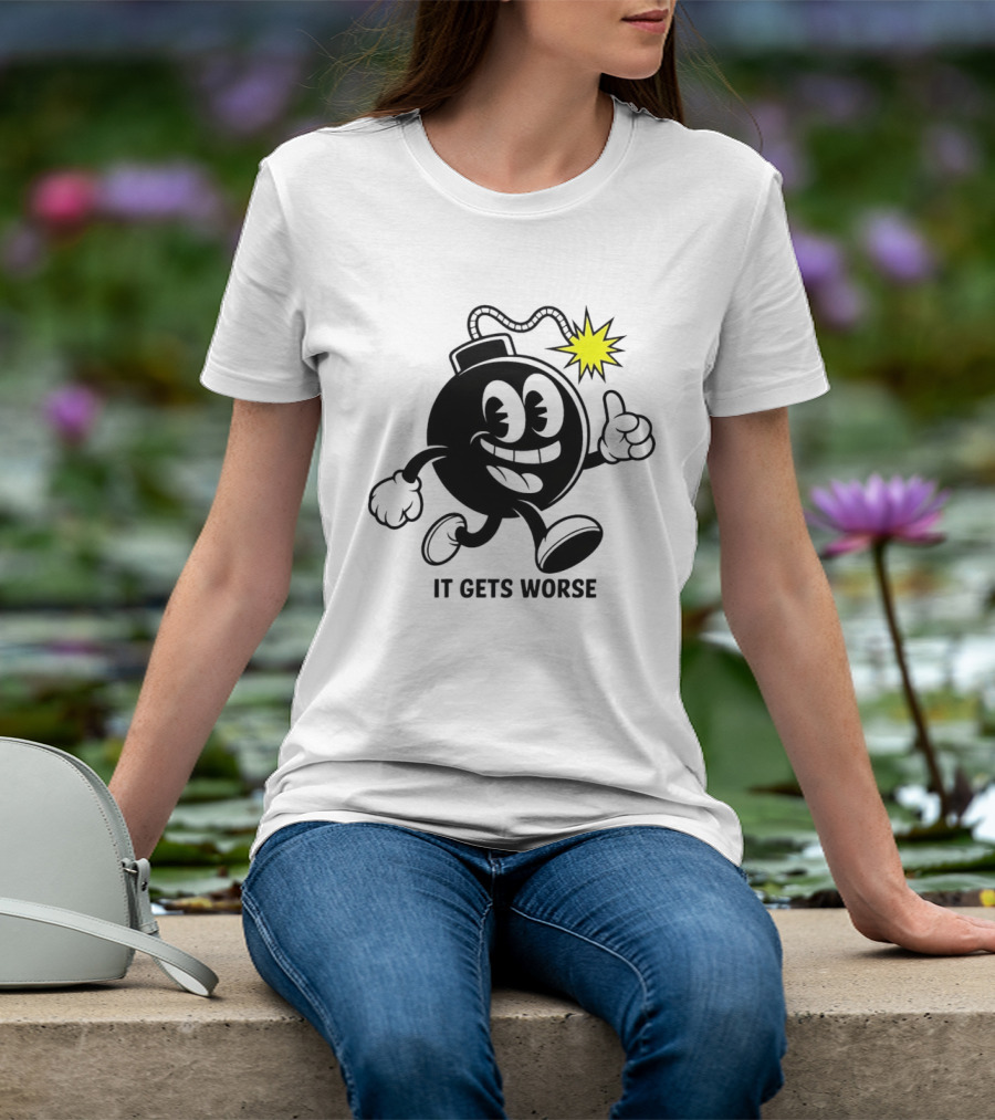 Bomb Walking Thumbs Up It Gets Worse Retro Cartoon T-Shirt