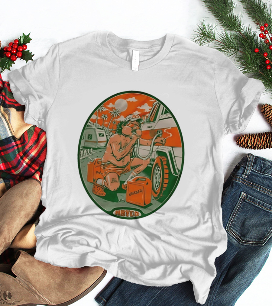 The Red Clay Strays X Soundwaves Creative Hollywood Florida 2026 Ellipse Shape HBYCO Unleaded Palm Trees Moon Retro Camper Scene T-Shirt
