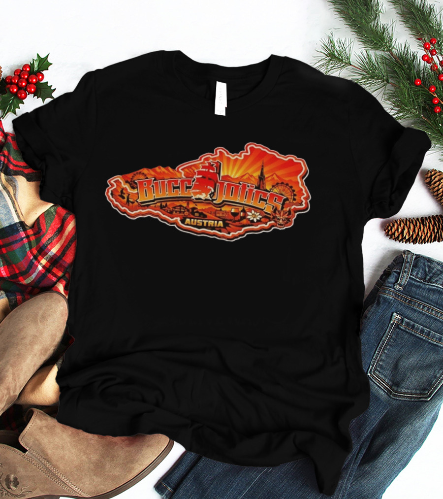 Buccaholics Austria Map With Mountains And Ferris Wheel T-Shirt