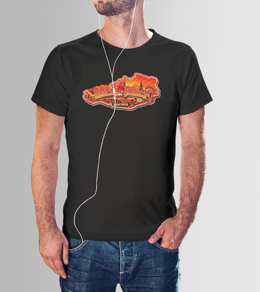 Buccaholics Austria Map With Mountains And Ferris Wheel T-Shirt