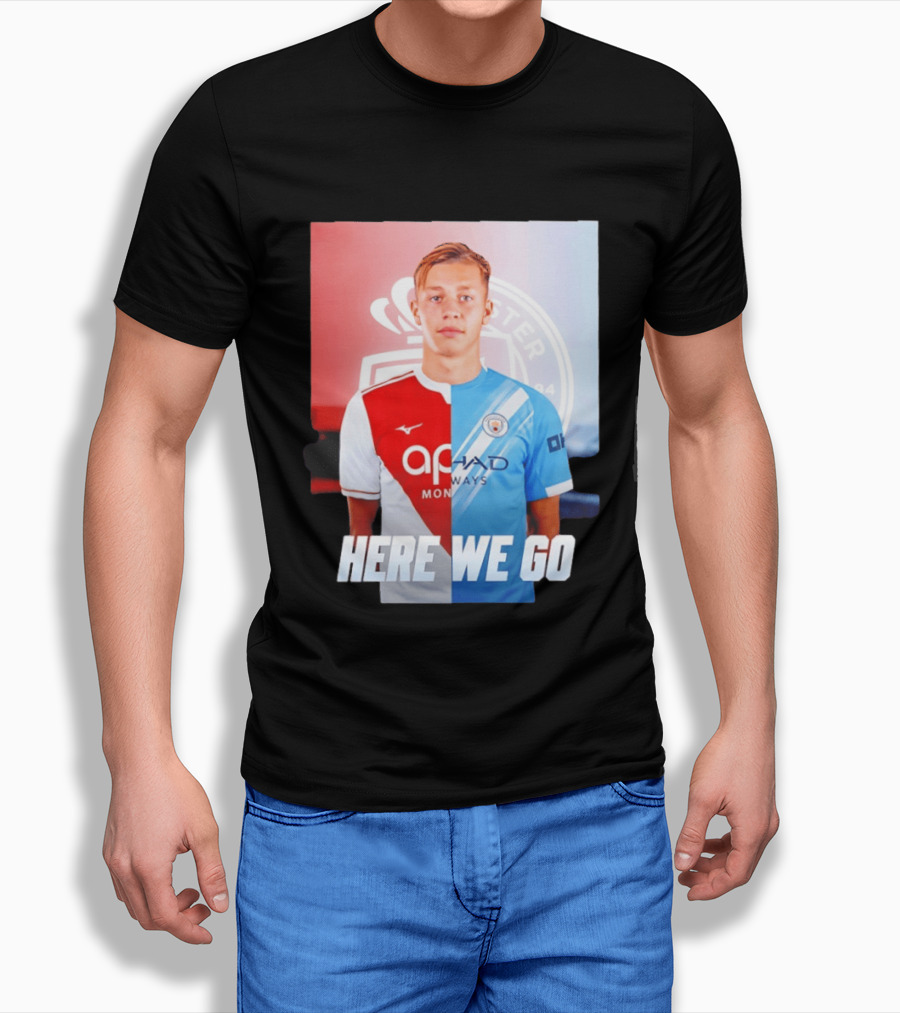 Mathys Detourbet Manchester City AS Monaco Transfer Here We Go T-Shirt