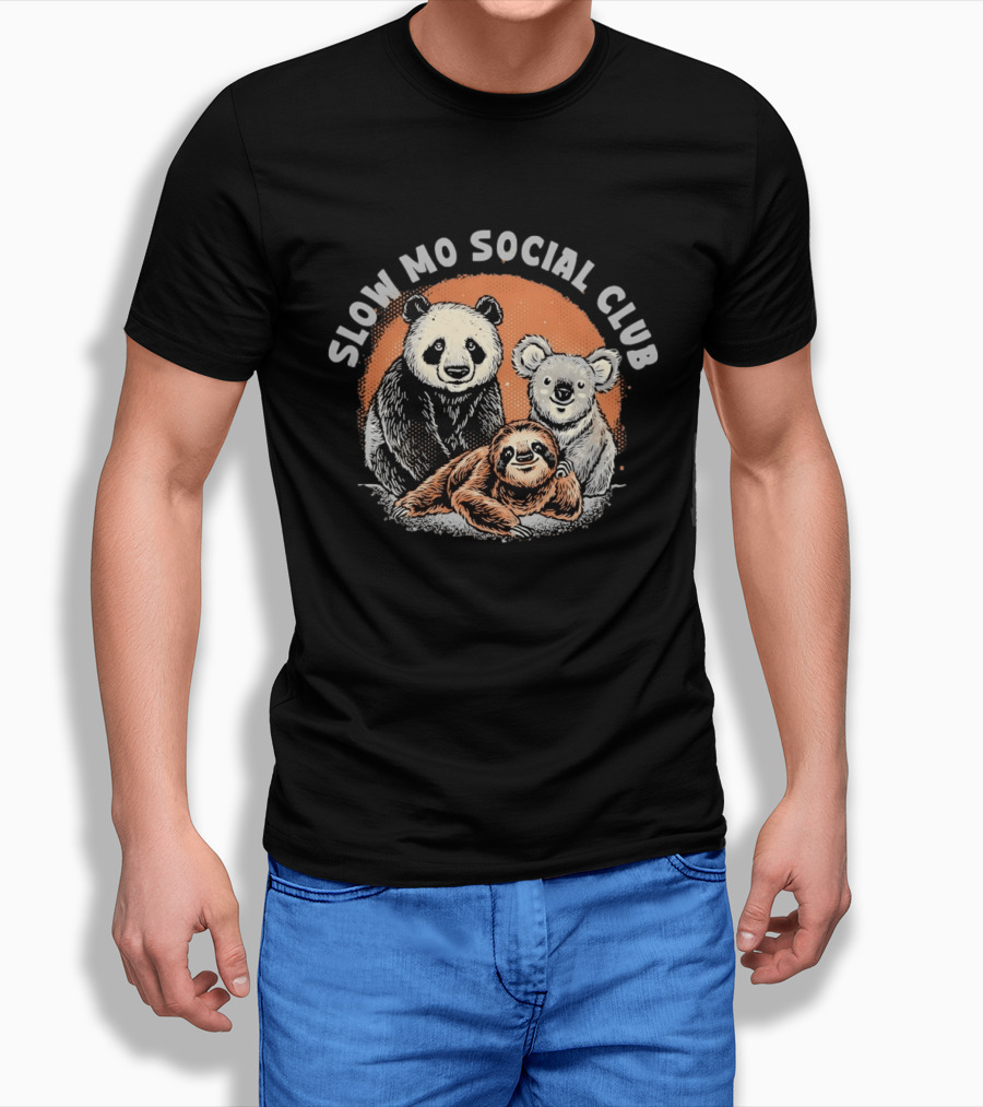 Panda Koala Sloth Slow Mo Social Club Fun Animal Trio T-Shirt