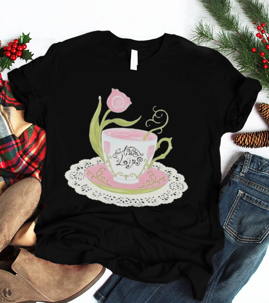 The Two Lips Teacup Floral Saucer Lace Doily T-Shirt