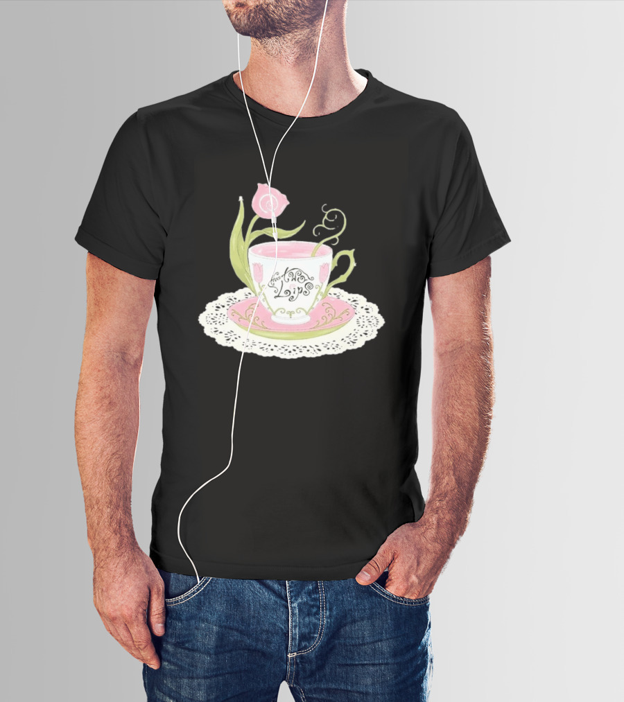 The Two Lips Teacup Floral Saucer Lace Doily T-Shirt