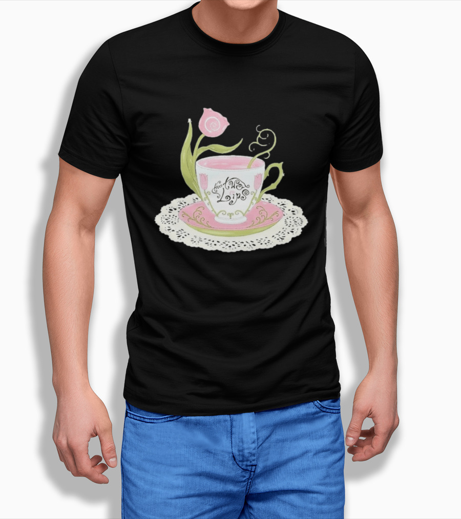 The Two Lips Teacup Floral Saucer Lace Doily T-Shirt
