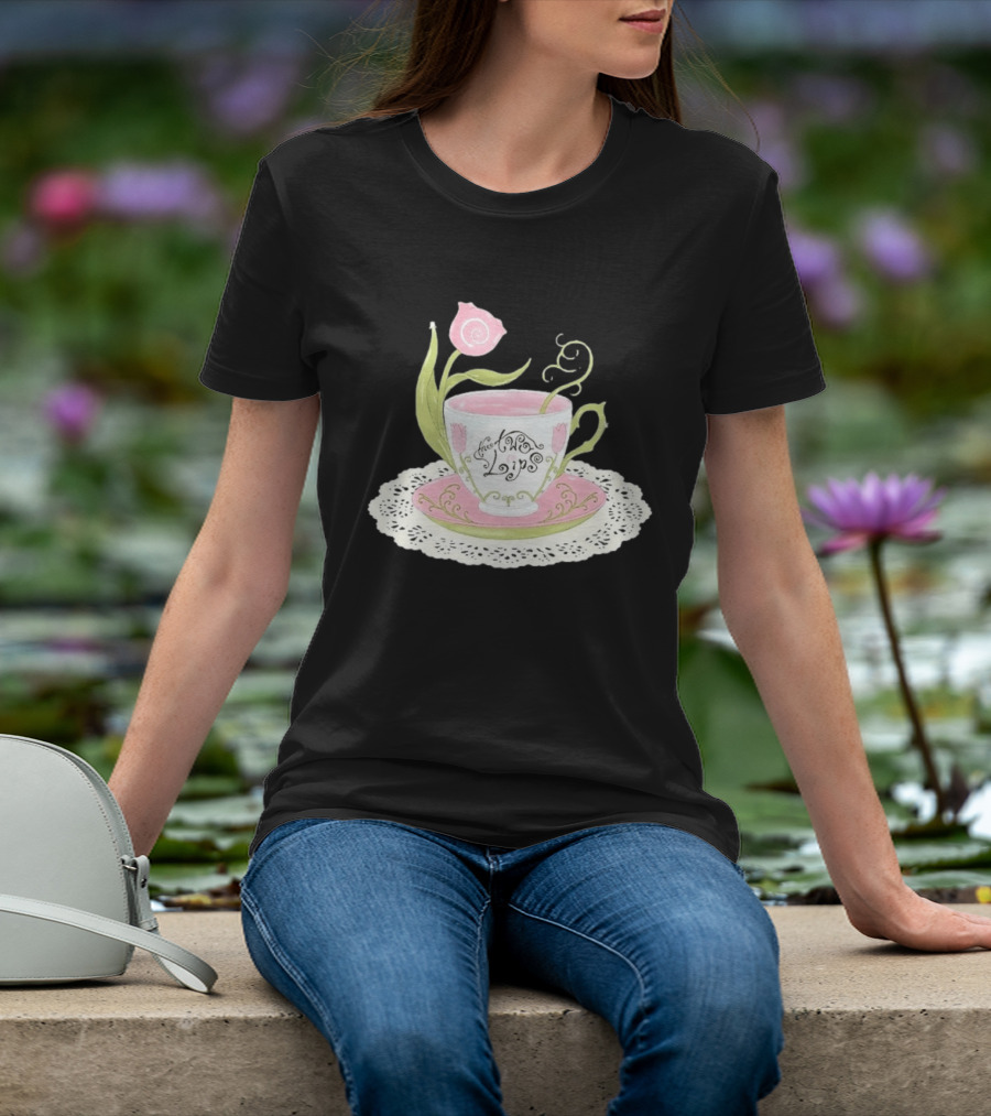 The Two Lips Teacup Floral Saucer Lace Doily T-Shirt