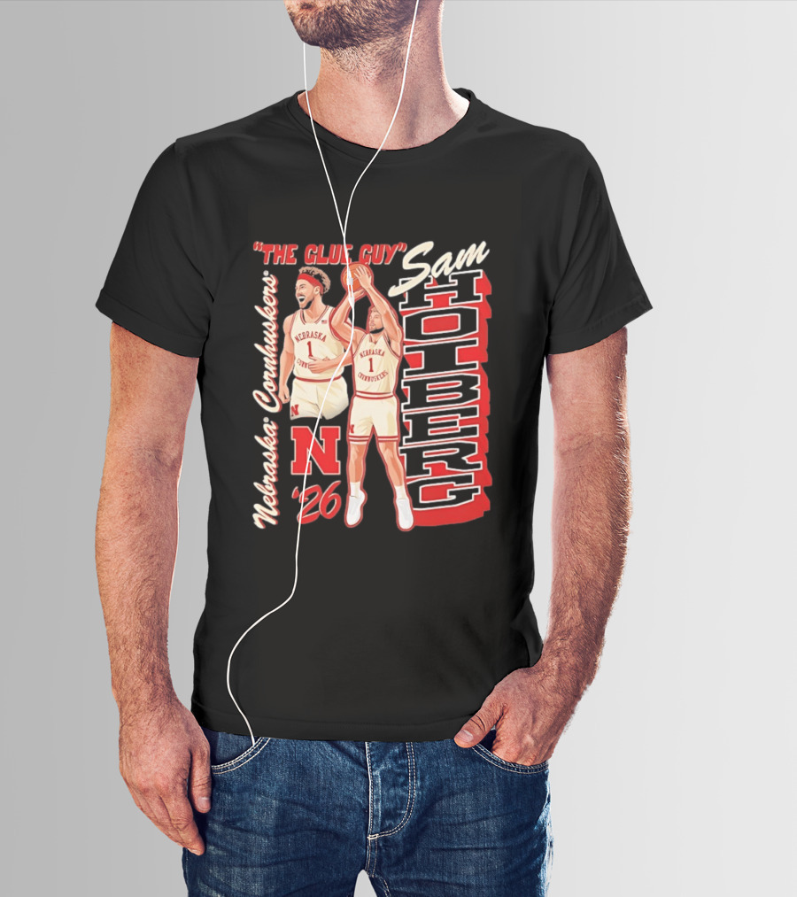 Nebraska Cornhuskers Sam Holberg The Glue Guy Basketball '26 T-Shirt