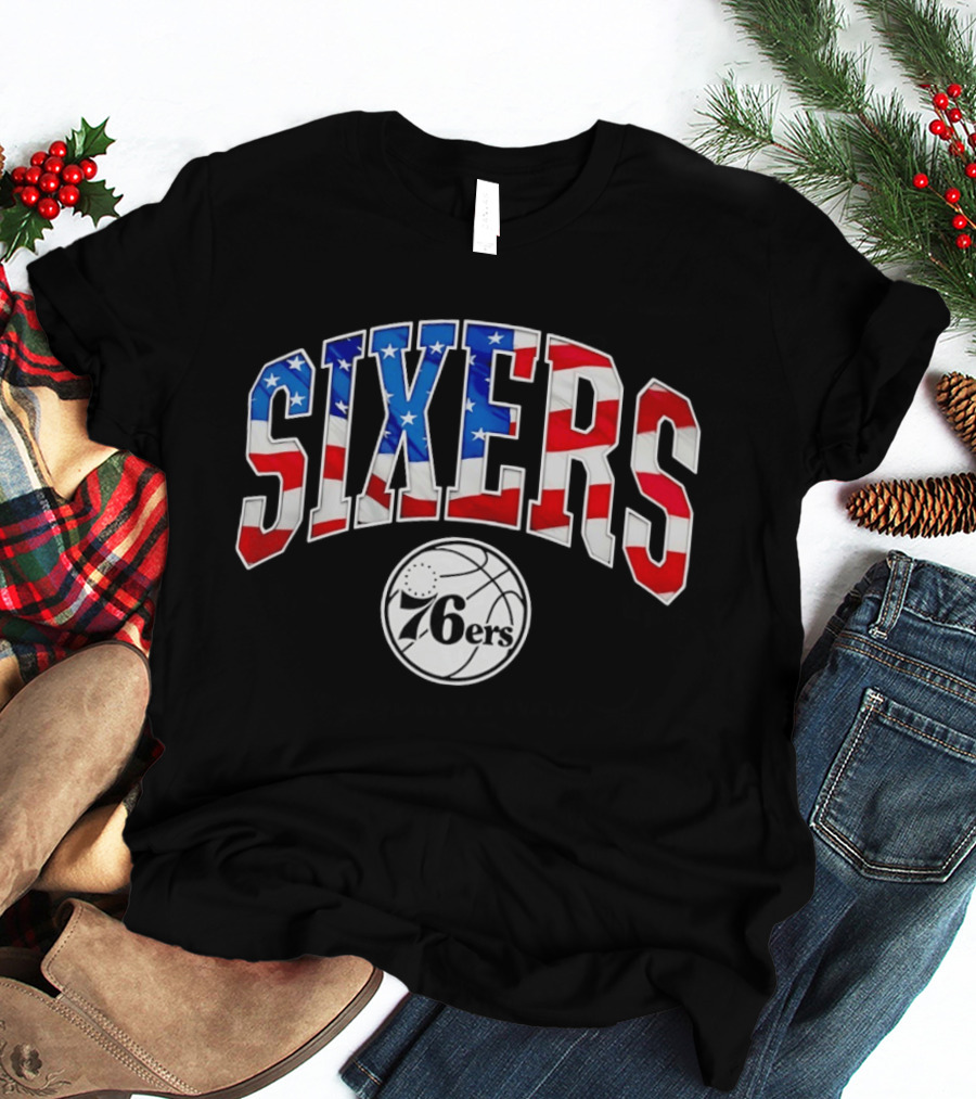 Philadelphia 76ers Sixers American Flag NBA Basketball T-Shirt