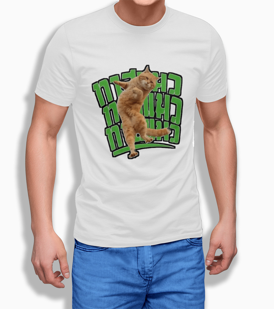Cat Martial Arts Dance Hebrew T-Shirt