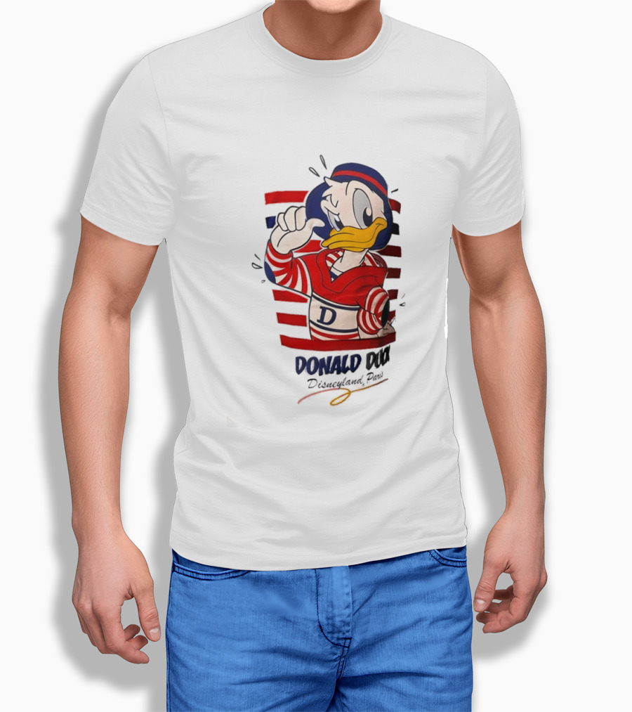 Donald Duck Disneyland Paris Red And White Striped Outfit T-Shirt