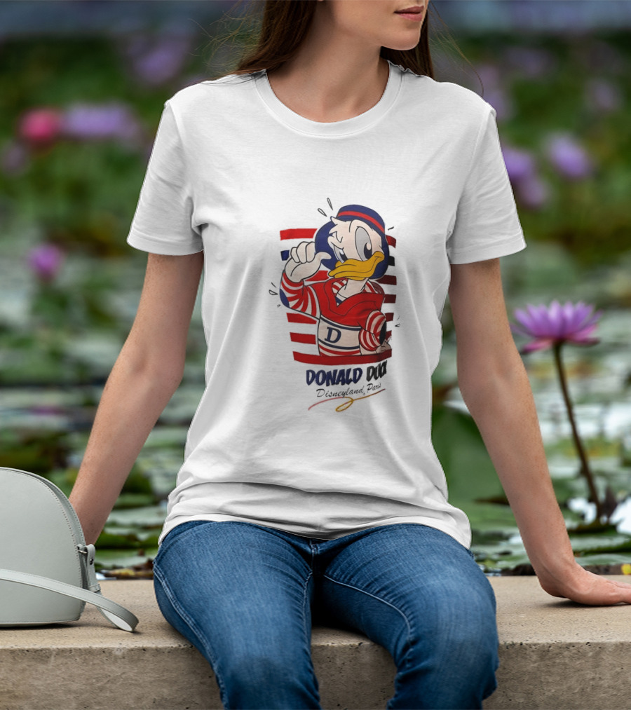 Donald Duck Disneyland Paris Red And White Striped Outfit T-Shirt