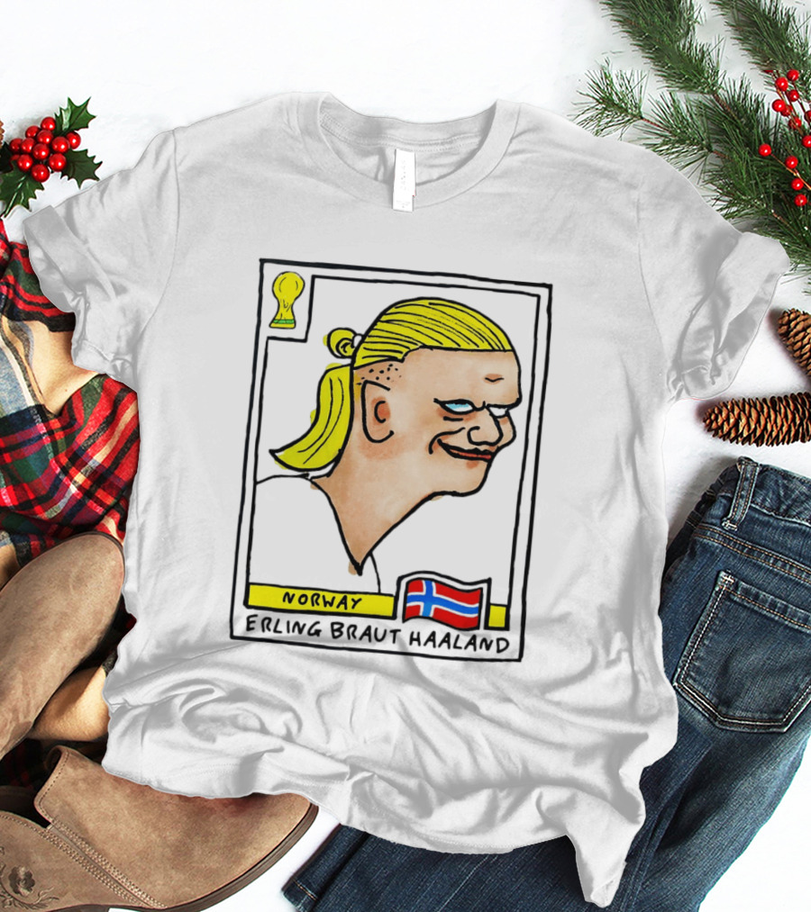 Norway Erling Braut Haaland Caricature Football Trading Card T-Shirt