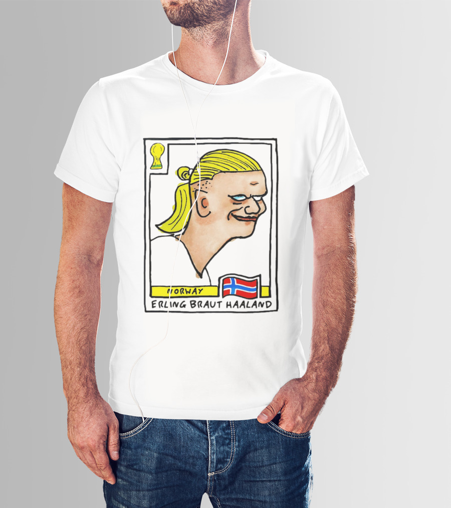 Norway Erling Braut Haaland Caricature Football Trading Card T-Shirt