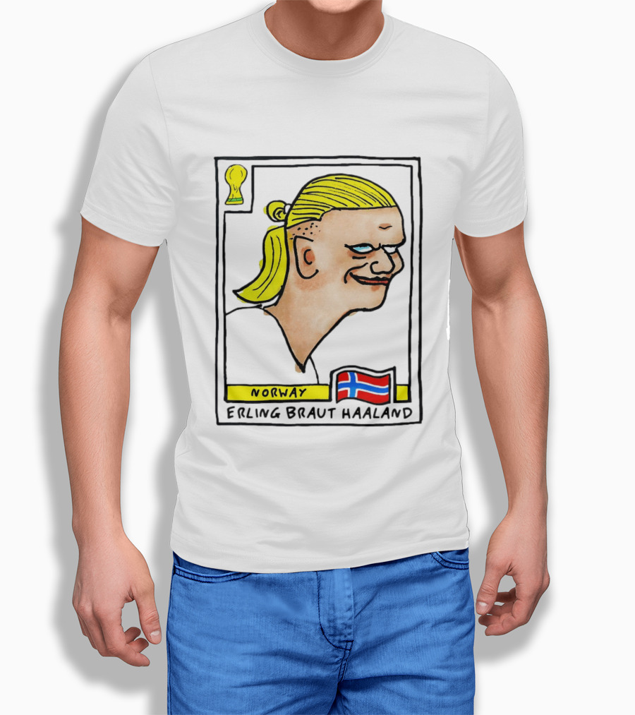 Norway Erling Braut Haaland Caricature Football Trading Card T-Shirt