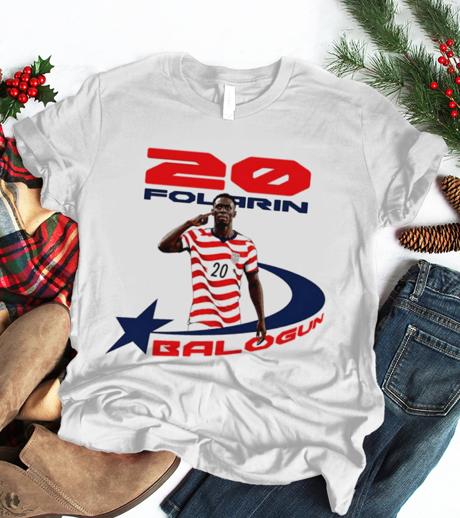 Folarin Balogun 20 Striped United States Soccer Team Star T-Shirt