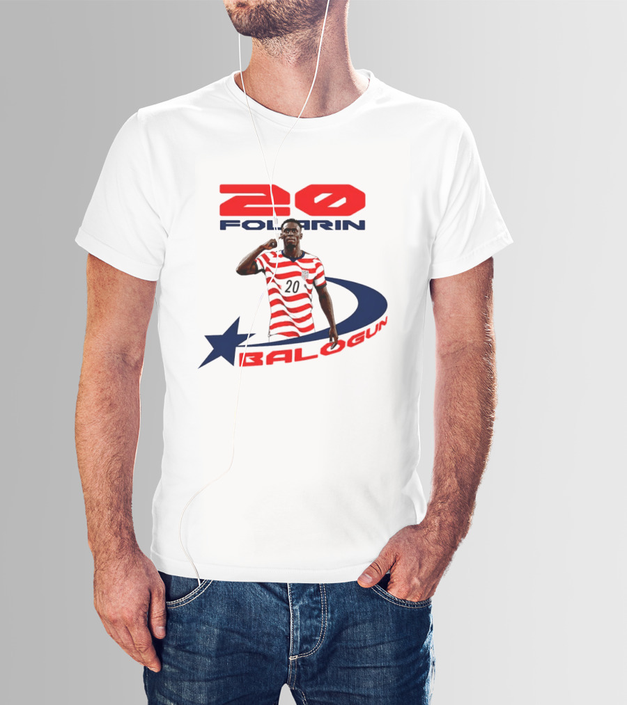 Folarin Balogun 20 Striped United States Soccer Team Star T-Shirt